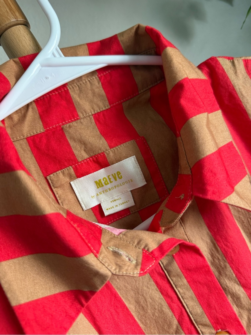 Anthropologie Maeve Bettina Striped Tiered Midi Dress in Red and Brown Size XS - Picture 7 of 8